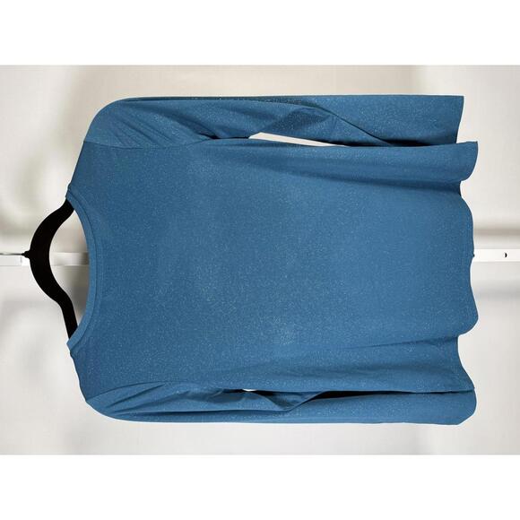 Colleen Lopez Women’s Teal Glitter Shimmer Long Sleeve Stretch Top Size XS - Picture 3 of 5